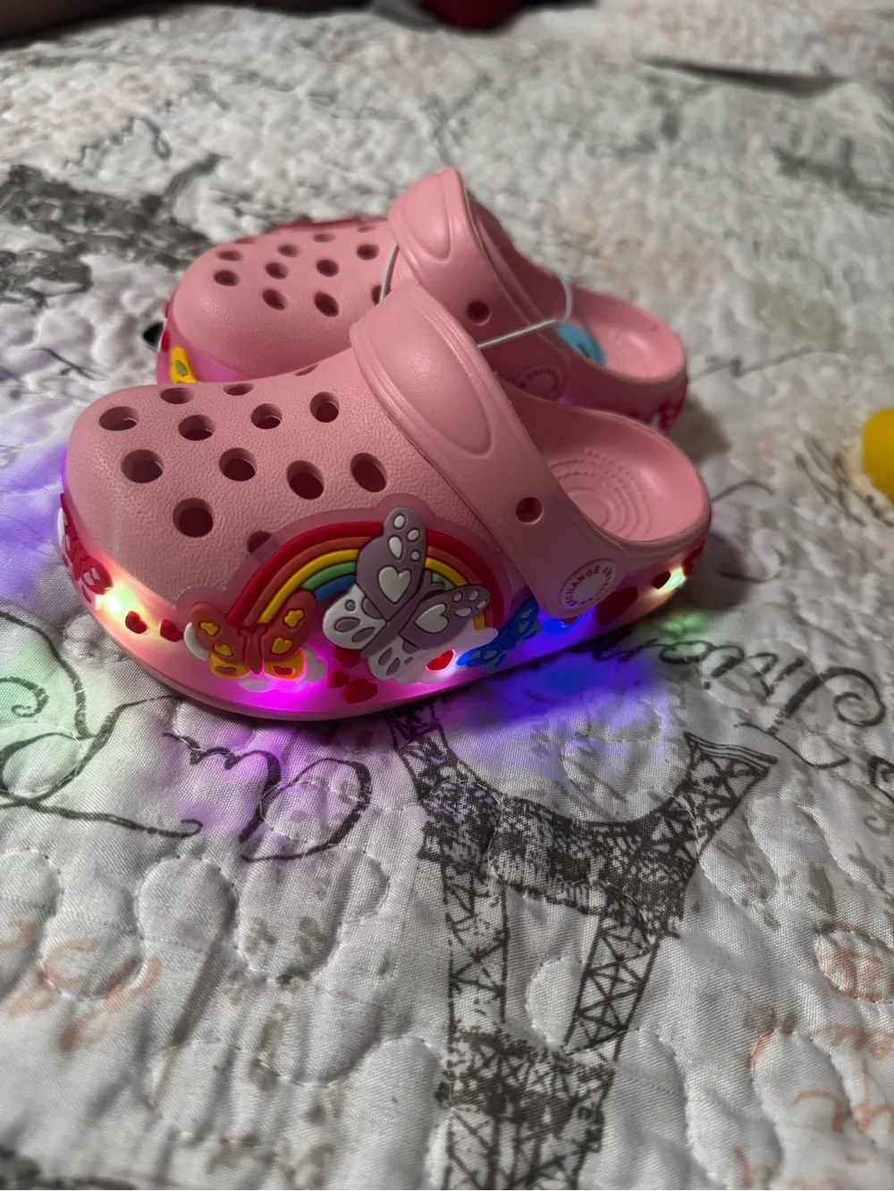 American Exchange Pink Kids' Rainbow & Butterfly Clog Sandals